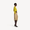 Pull court à col rond pour femme, jaune foncé
