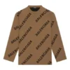 Pull en laine à col rond avec logo sur toute la surface « Light Brown » 657401T32002900