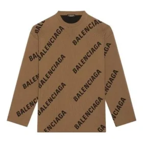 Pull en laine à col rond avec logo sur toute la surface « Light Brown » 657401T32002900