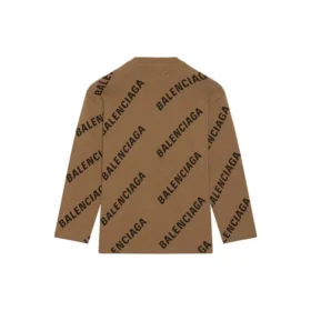 Pull en laine à col rond avec logo sur toute la surface « Light Brown » 657401T32002900