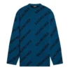 Pull en laine à col rond avec logo sur toute la surface « Petrol Blue » 657400T15672470