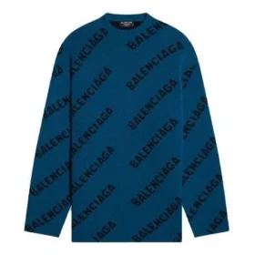 Pull en laine à col rond avec logo sur toute la surface « Petrol Blue » 657400T15672470