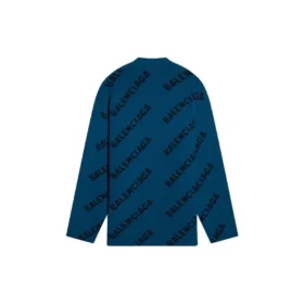 Pull en laine à col rond avec logo sur toute la surface « Petrol Blue » 657400T15672470