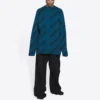 Pull en laine à col rond avec logo sur toute la surface « Petrol Blue » 657400T15672470
