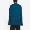 Pull en laine à col rond avec logo sur toute la surface « Petrol Blue » 657400T15672470