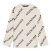Pull en laine à col rond avec logo sur toute la surface « White » 657401T32009054