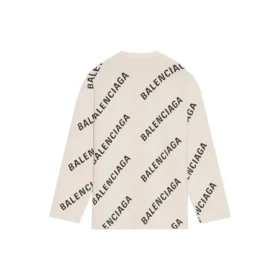 Pull en laine à col rond avec logo sur toute la surface « White » 657401T32009054