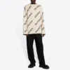 Pull en laine à col rond avec logo sur toute la surface « White » 657401T32009054