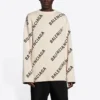 Pull en laine à col rond avec logo sur toute la surface « White » 657401T32009054