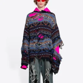 Pull en laine mélangée à motif Fair Isle délavé « Blue » 662518T16028088