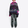 Pull en laine mélangée à motif Fair Isle délavé « Blue » 662518T16028088
