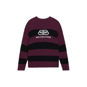 Pull en maille BB à bordures « Violet Noir » 608760T31621087 Pull en maille BB à bordures « Violet Noir » 608760T31621087