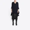 Pull en maille à col en V délavé « Navy » 696091T16420414