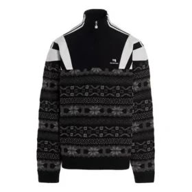 Pull en maille jacquard Sporty B Half Zip Track Mix « Noir Gris » 675289T16171240