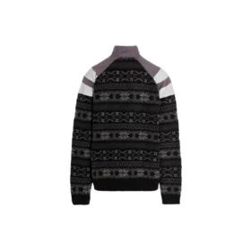 Pull en maille jacquard Sporty B Half Zip Track Mix « Noir Gris » 675289T16171240