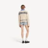 Pull femme à col bateau bleu marine/blanc