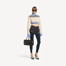 Pull hybride pour femme bleu marine/blanc