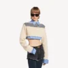 Pull hybride pour femme bleu marine/blanc Pull hybride pour femme bleu marine/blanc