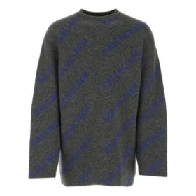 Pull à logo en maille intarsia « Gris foncé » 623283T15671035