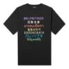 Pull à manches courtes imprimé multilingue pour homme, noir 612966TJVI32771