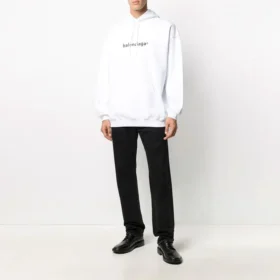 Pull oversize pour homme Balenciaga avec logo, blanc 570811TIV559040