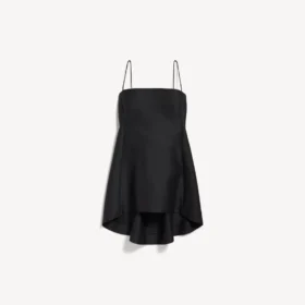 Robe babydoll à bretelles pour femme, noire