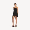 Robe babydoll à bretelles pour femme, noire