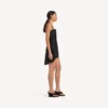 Robe babydoll à bretelles pour femme, noire