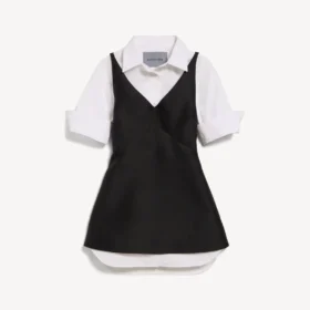 Robe-chemise hybride pour femme, noire