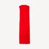 Robe drapée pour femme, rouge coucher de soleil
