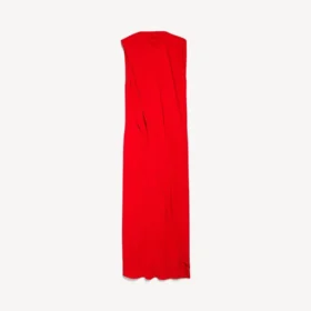 Robe drapée pour femme, rouge coucher de soleil