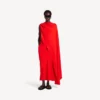 Robe drapée pour femme, rouge coucher de soleil