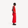 Robe drapée pour femme, rouge coucher de soleil