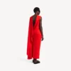 Robe drapée pour femme, rouge coucher de soleil