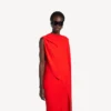 Robe drapée pour femme, rouge coucher de soleil