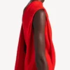 Robe drapée pour femme, rouge coucher de soleil