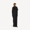 Robe longue drapée « The Door » pour femme, en noir Robe longue drapée « The Door » pour femme, en noir