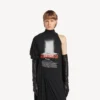 Robe longue drapée « The Door » pour femme, en noir Robe longue drapée « The Door » pour femme, en noir