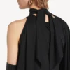 Robe longue drapée « The Door » pour femme, en noir Robe longue drapée « The Door » pour femme, en noir