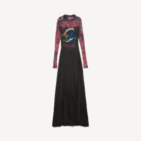 Robe à manches longues pour femme, effet tie-dye extrême, en noir