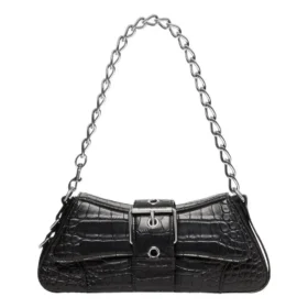 Sac à bandoulière Lindsay Small à motif crocodile gaufré « Noir » 701141210C91000