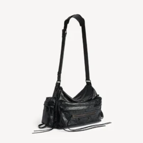 Sac à bandoulière multipoches City pour homme, taille moyenne, noir
