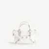 Sac City pour femme, petit modèle à clous géants et strass, blanc optique Sac City pour femme, petit modèle à clous géants et strass, blanc optique