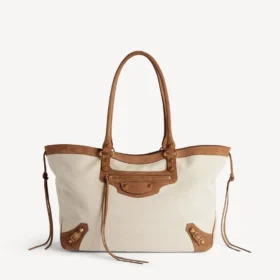 Sac de plage City pour femme, taille moyenne, beige/camel