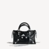 Sac de ville pour femme, petit modèle à clous géants et strass, noir Sac de ville pour femme, petit modèle à clous géants et strass, noir