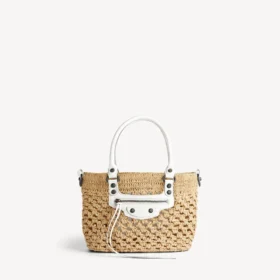 Sac à main « Le City Basket » petit format pour femme, couleur naturel/blanc optique