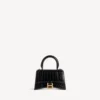Sac à main pour femme XS noir, forme Hourglass