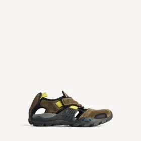 Sandales de randonnée pour homme, couleur taupe/noir/jaune fluo