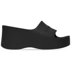 Sandales à talon compensé épais « Black Rubber » 737923W1S891000