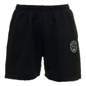 Short de survêtement brossé avec logo « Noir délavé » 676137TMVA39034